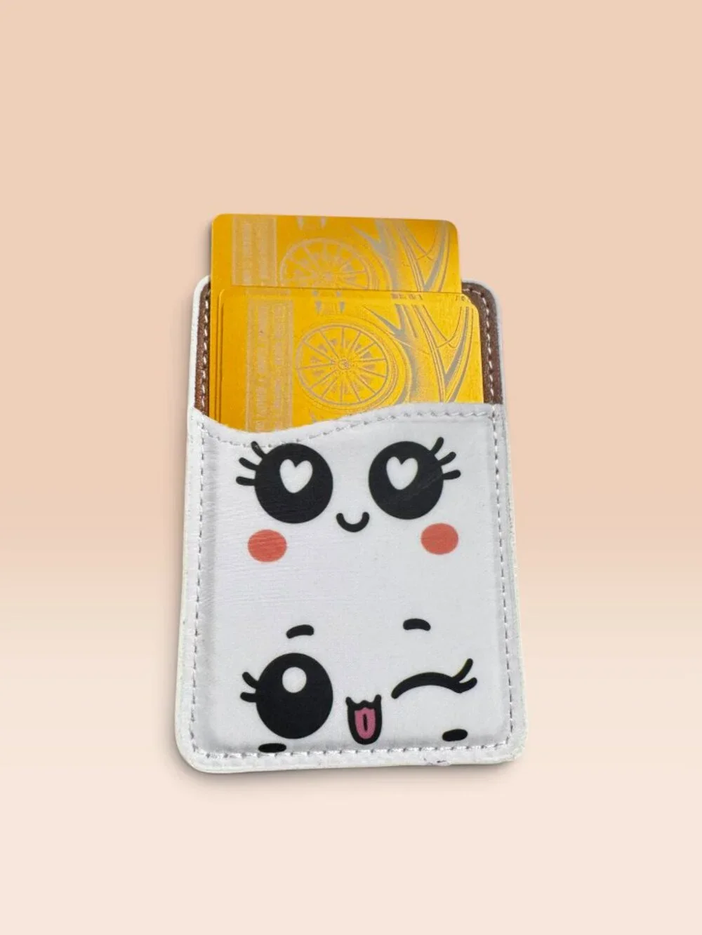 Kawaii Face Phone Card Holder Wallet,
